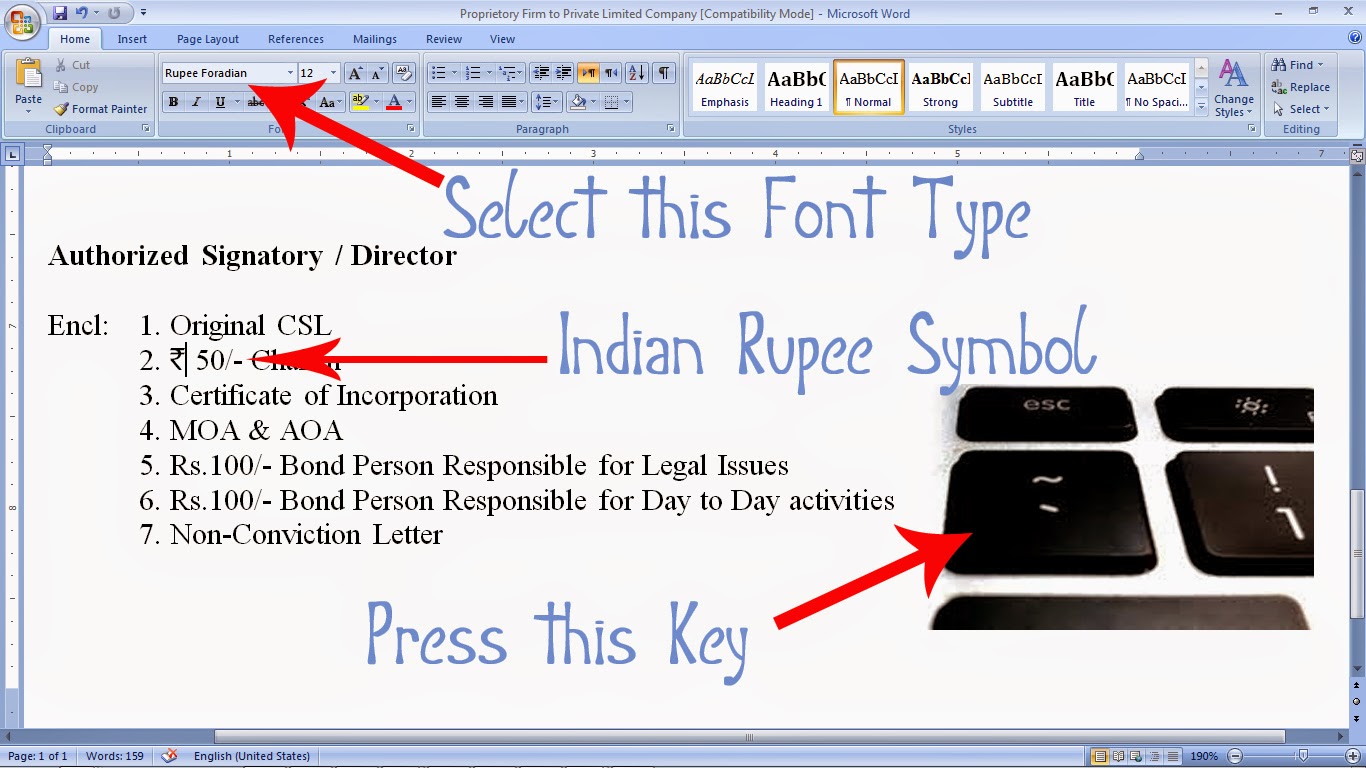 How To Install Type Indian Rupee Symbol In Computer Documents 