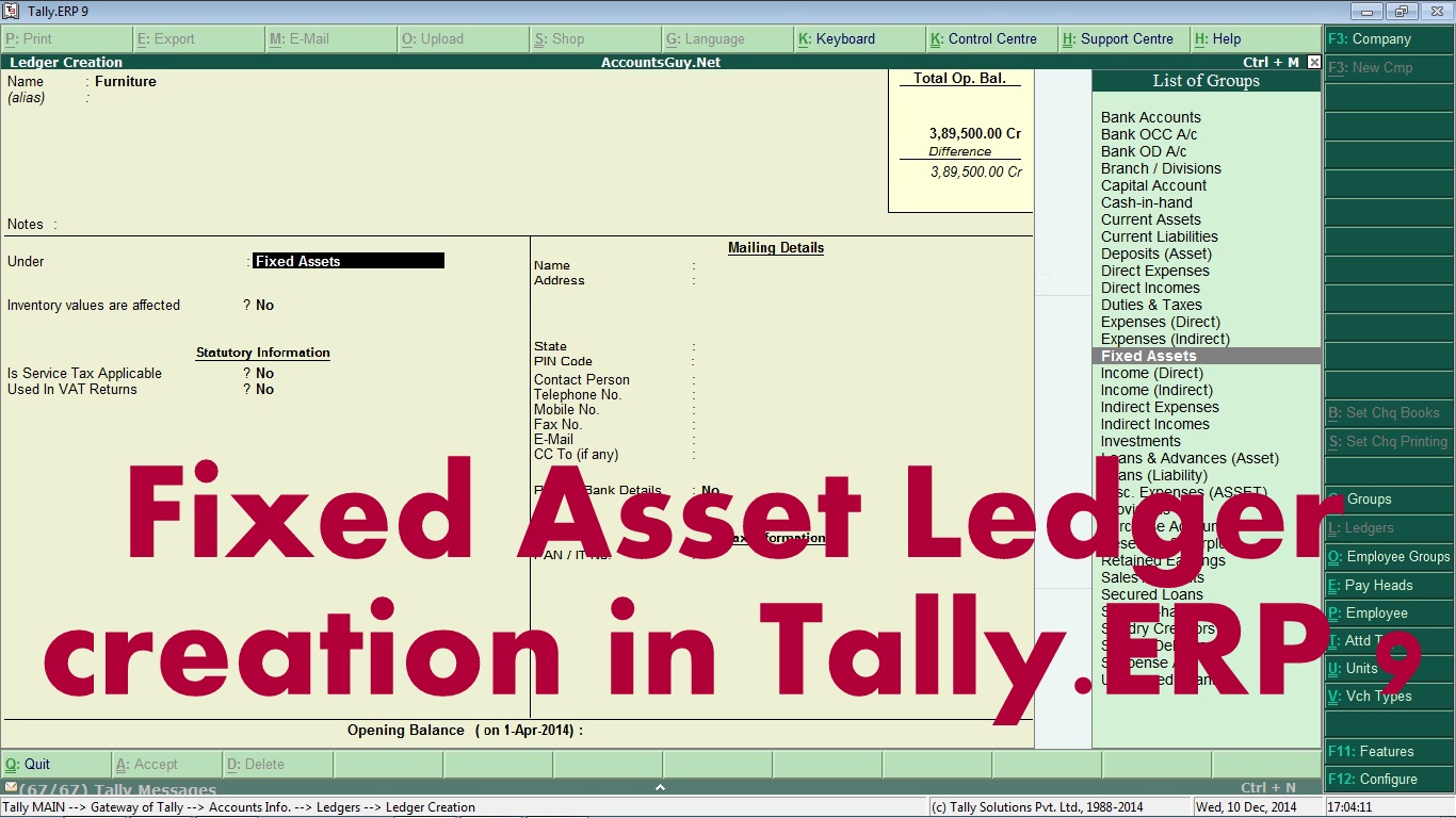 ledger in tally erp 9