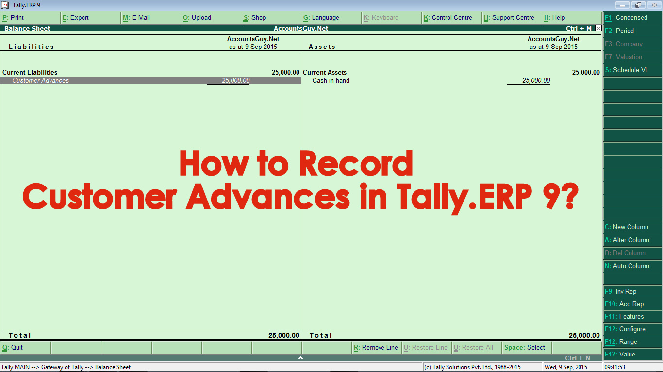 How To Record Trade Advances Received From Customer In Tallyerp 9