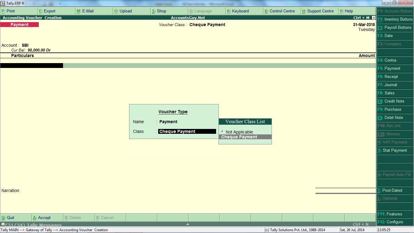 types of accounting vouchers in tally erp 9